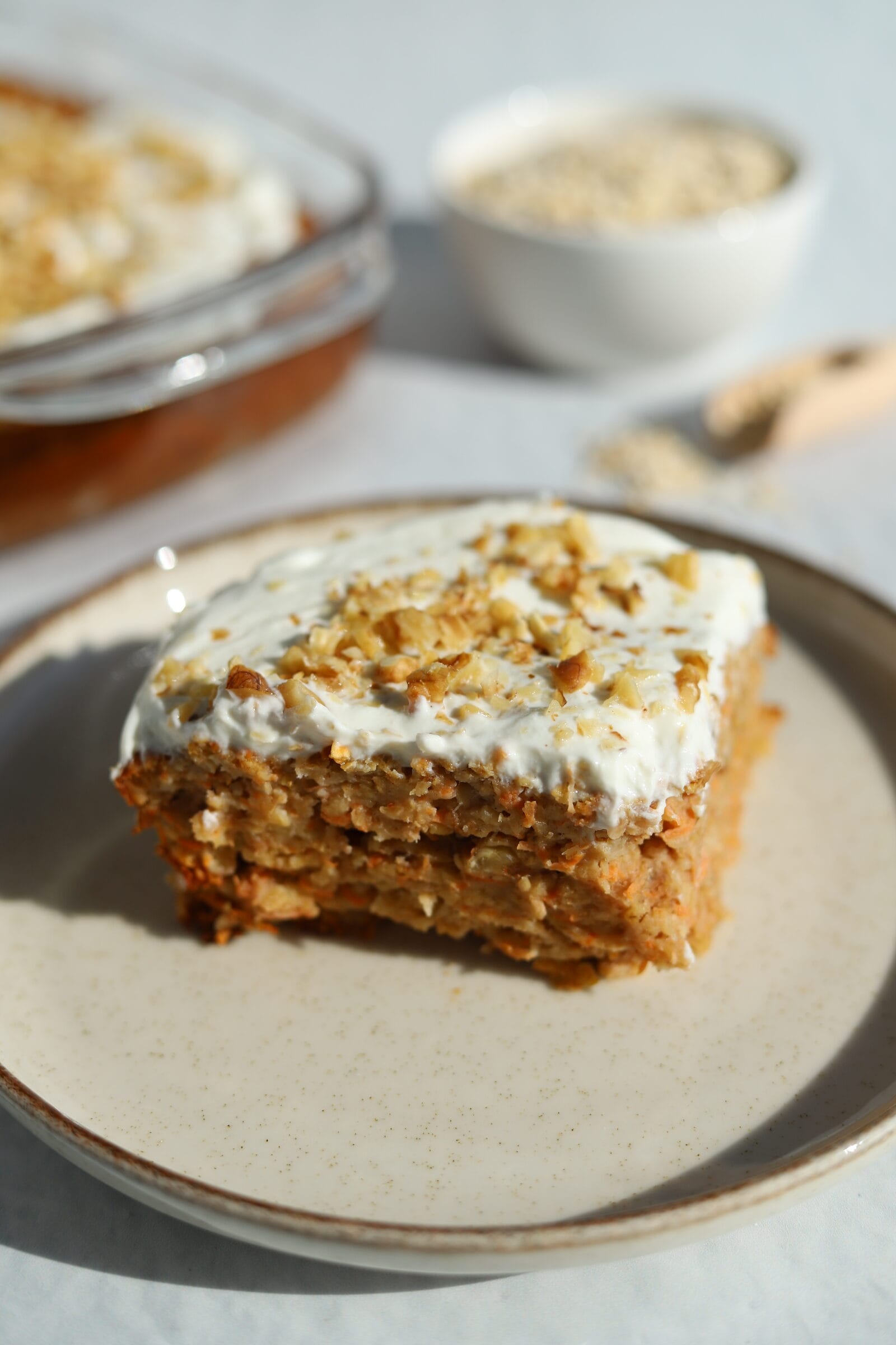 Pieczona owsianka ciasto marchewkowe