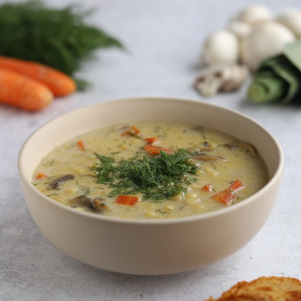 Zupa pieczarkowa z kuskusem
